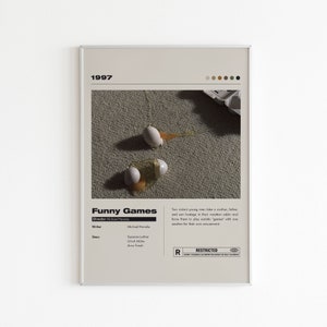 Cartel de película de juegos divertidos / Cartel de película minimalista / Michael Haneke / Impresión de película / Impresión de arte de pared / Decoración del hogar / Regalo de pareja