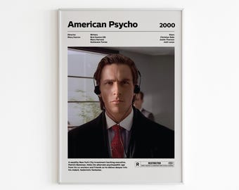 American Psycho Film Poster | Patrick Bateman Film Kunst | Christian Bale | Thriller Film Wand Kunst | Wohnkultur | Kult Filmklassiker