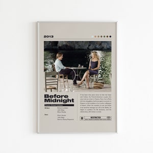 Before Midnight Movie Poster | Minimalist Movie Poster | Ethan Hawke | Custom Movie Print | Vintage Wall Print | Home decor | Couple Gift