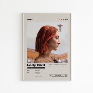 Cartel de la película Lady Bird / Cartel de la película minimalista / Saoirse Ronan / Impresión de película personalizada / Impresión de arte de pared / Decoración del hogar / Navidad
