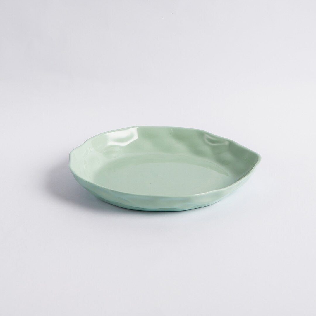 Green Ceramic Dessert Plate Side Plate Small Plate Salad Etsy UK