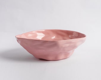 Pink Ceramic Serving Bowl| Salad Bowl| Snack Bowl| Fruit Bowl| Tableware| Dinnerware| Kitchen Decor| Housewarming Gift| Gift For Woman