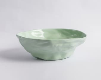 Green Ceramic Serving Bowl| Salad Bowl| Snack Bowl| Fruit Bowl| Tableware| Dinnerware| Kitchen Decor| Housewarming Gift| Gift For Woman