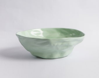 Green Ceramic Serving Bowl| Salad Bowl| Snack Bowl| Fruit Bowl| Tableware| Dinnerware| Kitchen Decor| Housewarming Gift| Gift For Woman