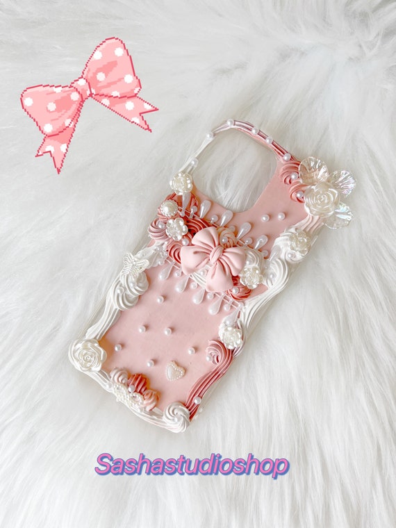Vintage pink bow custom decoden phone case for iPhone & Android