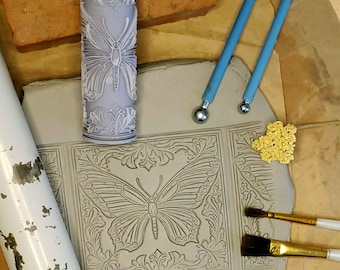 Rodillo para baldosas de arcilla - Mariposa