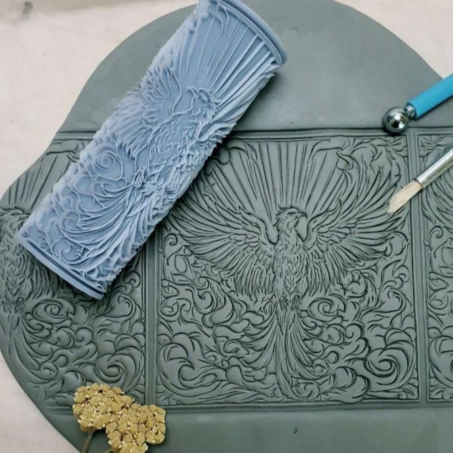 Clay Tile Roller - Rising Phoenix - Etsy