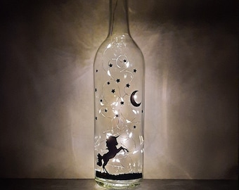 Starlit Unicorn - Wine Bottle Light, Fairy Light Bottle, Fairy String Lights, Gift for Her, Home Decor, Housewarming Gift, Wine Lover