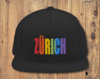 Embroidered Zurich Gay Parade Snapback Hat - Zurich Pride Classic Snapback - Zurich Hat