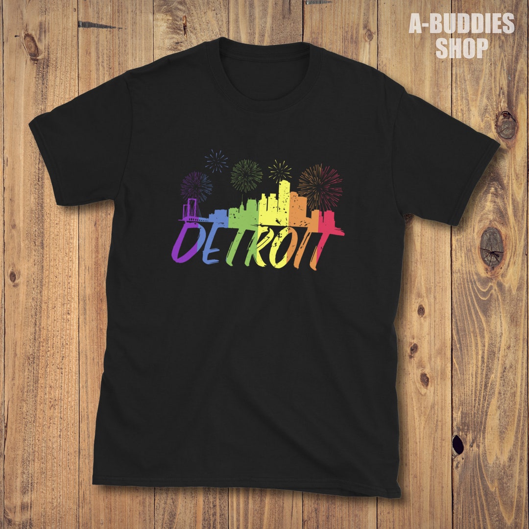 Detroit Pride Skyline Pride Parade Detroit Unisex Tshirt Etsy