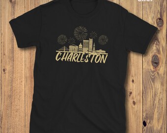 Charleston Skyline, Arthur Ravenel Jr. Bridge Unisex T-Shirt