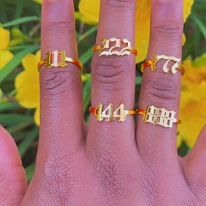 Lyckoängelnummerring | Justerbara fingerringar i rostfritt stål | Fina smycken | Elegant gåva Unika smycken Anpassad mors dag-present