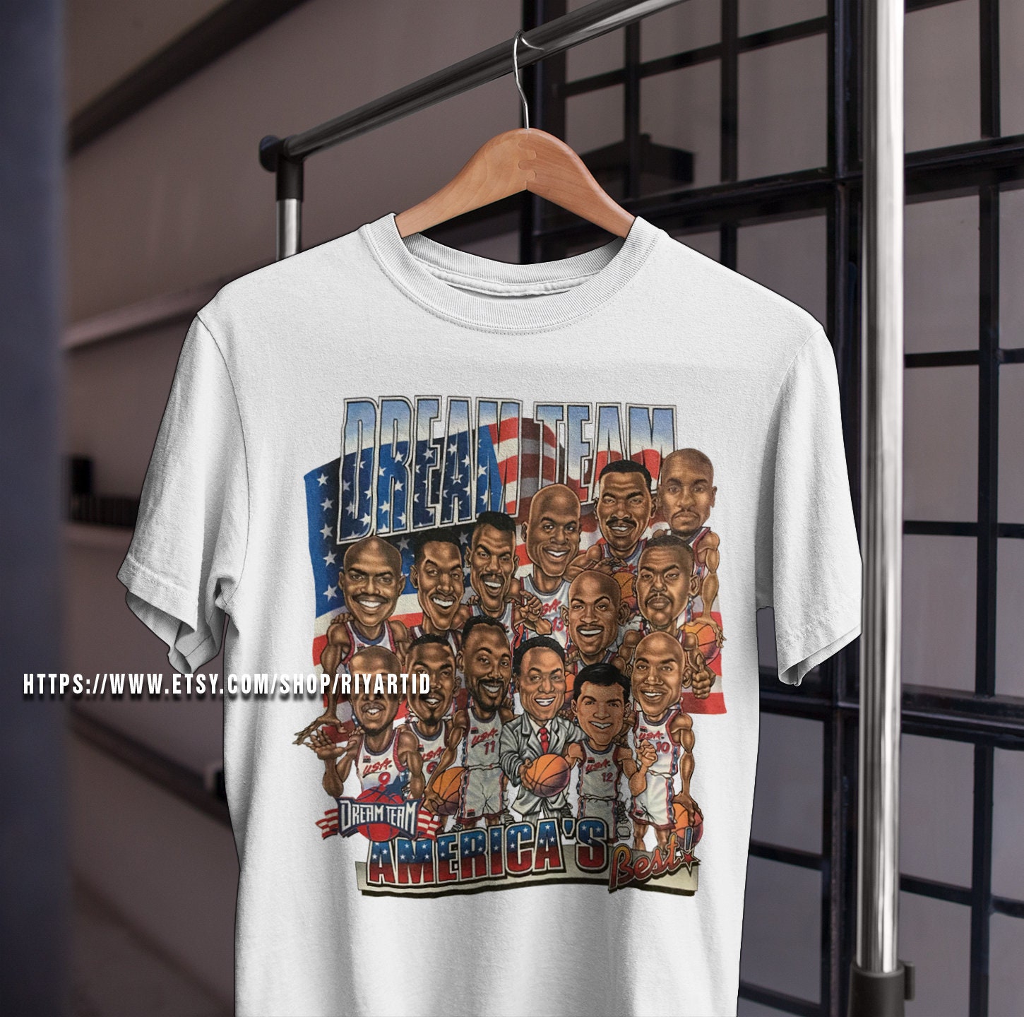 Vintage USA Basketball 1992 Dream Team Caricature Shirt + Hoodie