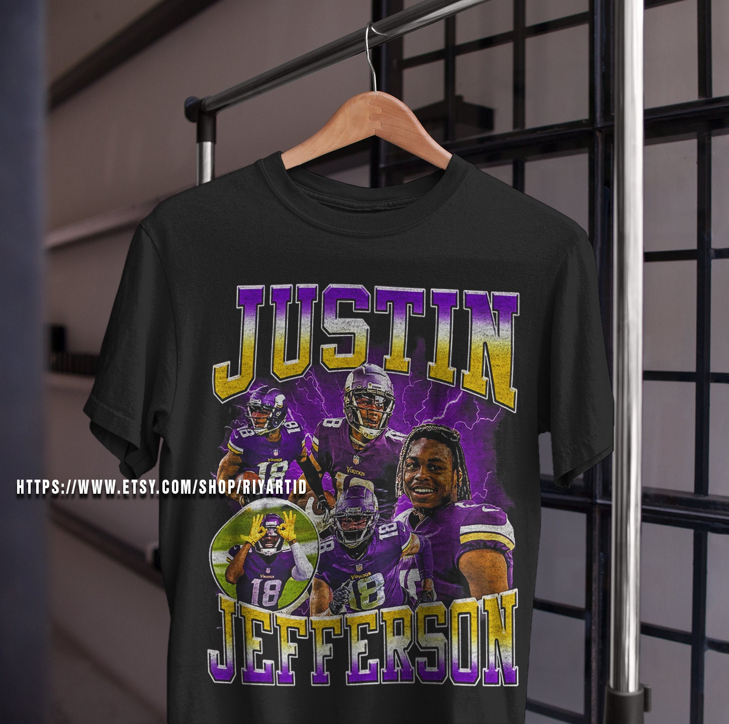 Discover Justin football graphic tee