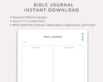 Diario Bíblico Imprimible, Diario de Estudio Bíblico, Estudio Bíblico SOAP Imprimible, Estudio Bíblico, Diario Cristiano, Estudio Bíblico Imprimible