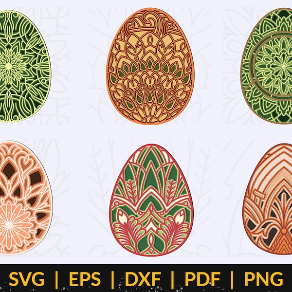 Easter Egg SVG - 3D Layered Mandala SVG, Easter Egg Paper Cut, Happy Easter Cut File
