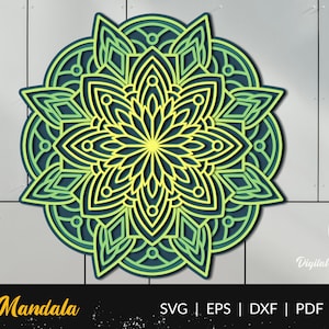 3D Mandala SVG, Layered Mandala svg for cnc laser cut