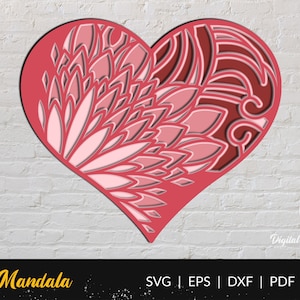 Layered Heart SVG - Valentines Papercut File