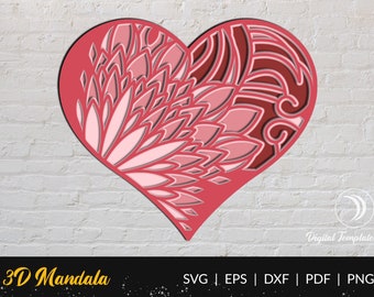 Cuore a strati SVG - File Papercut di San Valentino