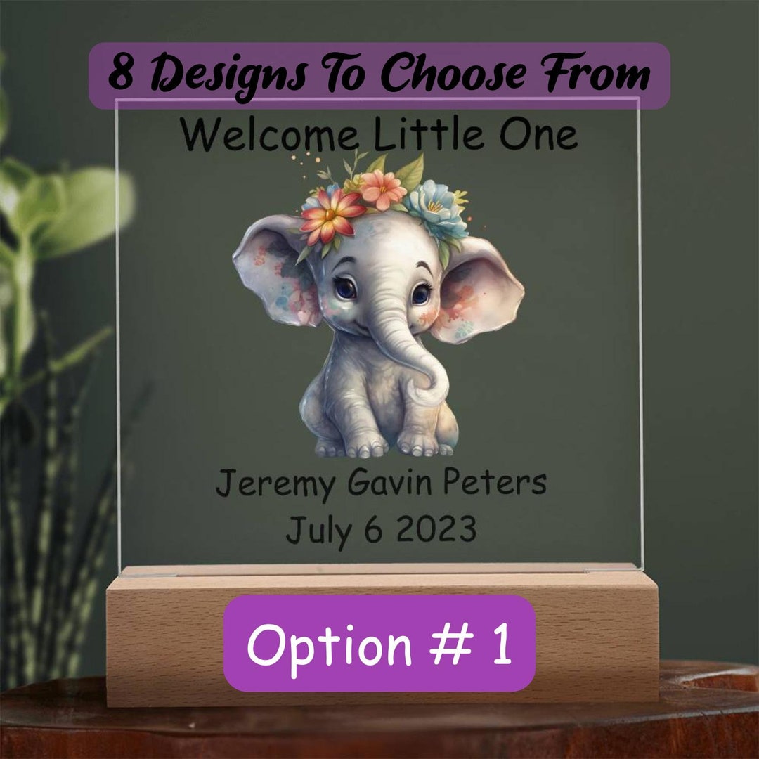 Custom LED Gift for New Baby - Acrylic Plaque With 8 Design Options for ...