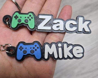 Back to School Namensschild - personalisierter Gamer Schlüsselanhänger - Name mit Game Controller - Geburtstagsparty Goodies - Lunchbag Rucksackanhänger