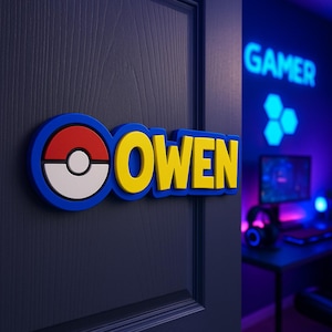 Custom Name Sign – Personalized Monster Style Name Plaque, Anime Inspired Kids Room Decor, Gaming Door Sign, Gift for gamers Back to school