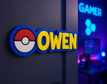 Custom Name Sign – Personalized Monster Style Name Plaque, Anime Inspired Kids Room Decor, Gaming Door Sign, Gift for gamers Back to school