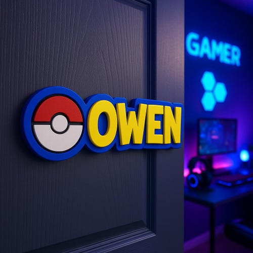Letrero personalizado con nombre – Placa personalizada con nombre estilo monstruo, decoración para habitación infantil inspirada en anime, letrero para puerta de videojuegos, regalo para gamers para la vuelta al cole.