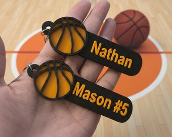 Basketball Name Tag - Personalized Team Sport nam Keychain –Basketball players Birthday Party goodies - Sport lovers  backpack name keyring