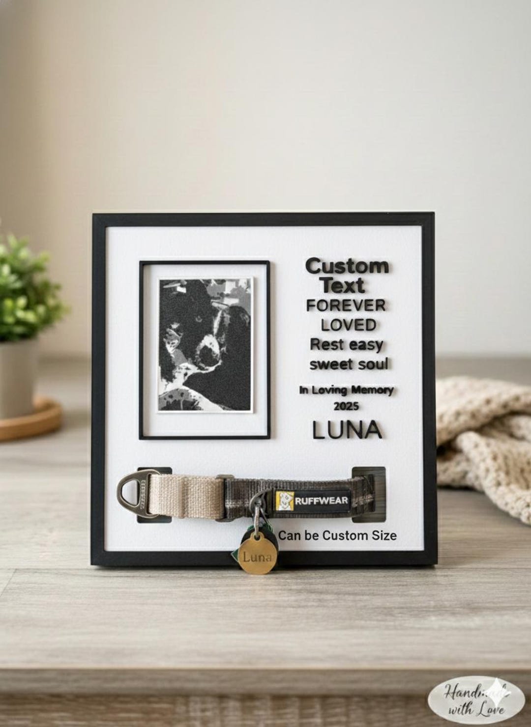 Custom Pet Memorial Frame With Collar Slot - Personalized Dog Collar ...