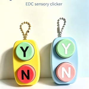 YES or NO Clicker , ASMR sensory fidget keychain, Mechanical keyboard fun clicker