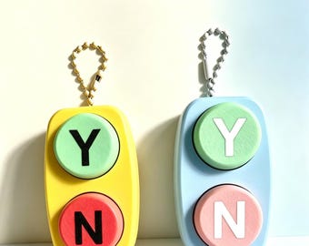 YES or NO Clicker , ASMR sensory fidget keychain, Mechanical keyboard fun clicker