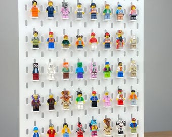 Ikea Skadis Pegboard mininature display stand | Brick Minifig Mounts | Mininature display shelf  | Pack of 10, 25, 50 | White & Black