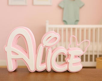 Custom Cartoon Mouse Name Sign: Personalized Nursery Decor, Play Room Wall Decor, Princess and Prince Style Name plaque