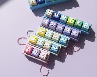 Personalized Keyboard Clicker Name Keychain | Custom Name Keycap Fidget | Interchangeable Keycap Toppers | ASMR Clicky Toy | ADHD toy