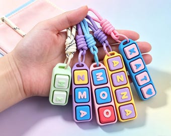 Name Clicker Fidget Keychain- Clicky or Silent!| Personalized keyboard Clicker FidgetToy, Sensory ASMR Keyring, Stress Relief