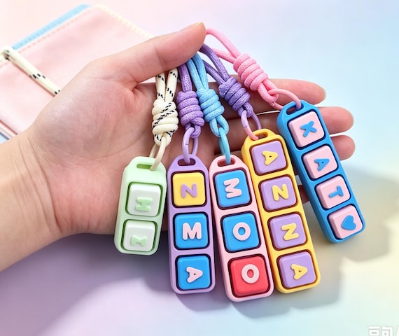 Name Clicker Fidget Keychain- Clicky or Silent!| Personalized keyboard Clicker FidgetToy, Sensory ASMR Keyring, Stress Relief