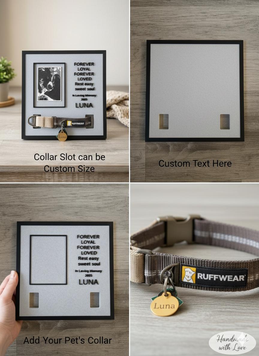 Custom Pet Memorial Frame With Collar Slot - Personalized Dog Collar ...