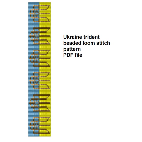 Ukraine trident symbol  loom stitch pattern, delica beads cuff bracelet beading pattern