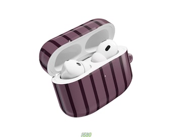 Plum Stripe AirPod Cases | Purple Striped Silicone Earbud Case