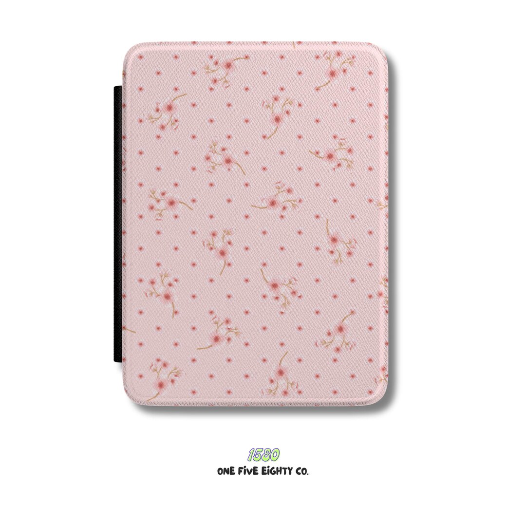 Pink Cherry Blossom Pattern Kindle Case | Floral Polka Dot Ereader ...