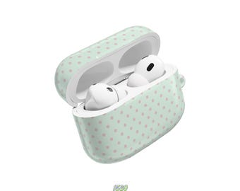 Mint Polka Dot AirPods Case | Pastel Pink Dot Pattern