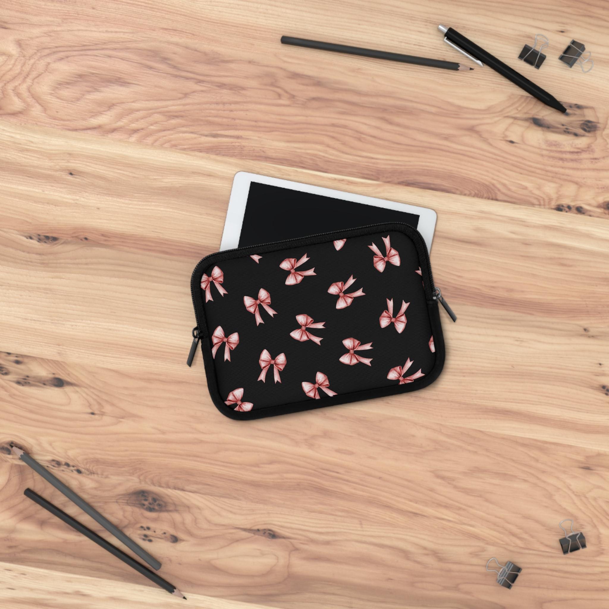 Abbylike Laptoptasche Mit Rosa Schleife – Für 13-14 Zoll Laptops, Gepolstert & Stylisch