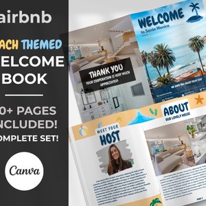 Airbnb Welcome Book Template Beach Theme | Host Guidebook Packet for Vacation Rental | Printable Instant Download | VRBO