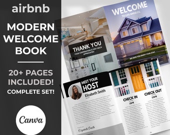 Airbnb Welcome Book Template Modern Minimalist Theme | Host Guidebook Packet for Vacation Rental | Printable Instant Download | VRBO