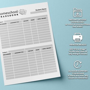 Homeschool Gradebook Printable | Homeschool Grading Sheet Template Kit ...