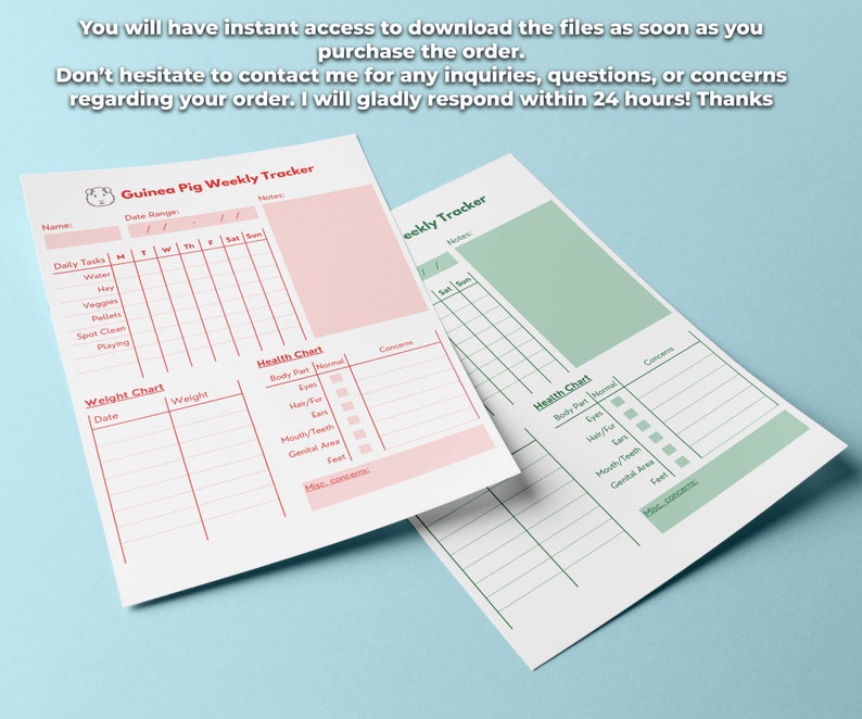 Guinea Pig Planner Printable - Weekly Planner | Guinea Pig Care With ...