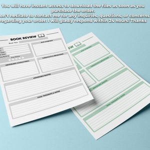 Printable Book Review Template for Readers | Book Tracker and Journal ...