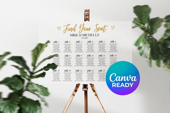 Wedding Seating Chart Template Printable Instant Download - Etsy