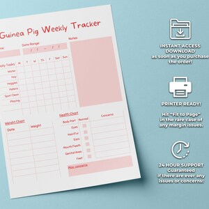 Guinea Pig Weekly Tracker Printable - Weekly Planner | Guinea Pig Care ...